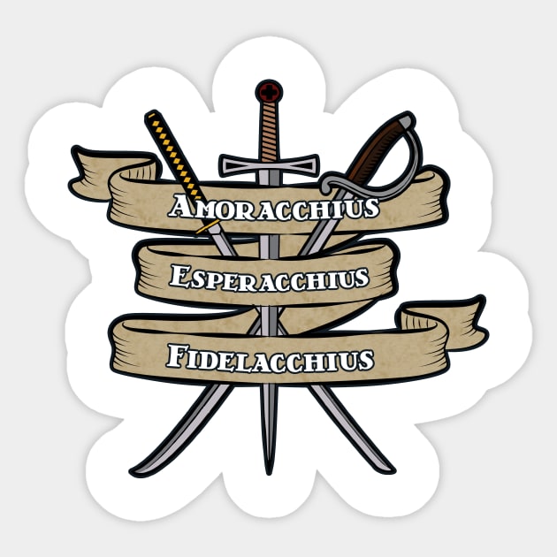 Nerdy Tee - Knights of the Cross Sticker by KennefRiggles